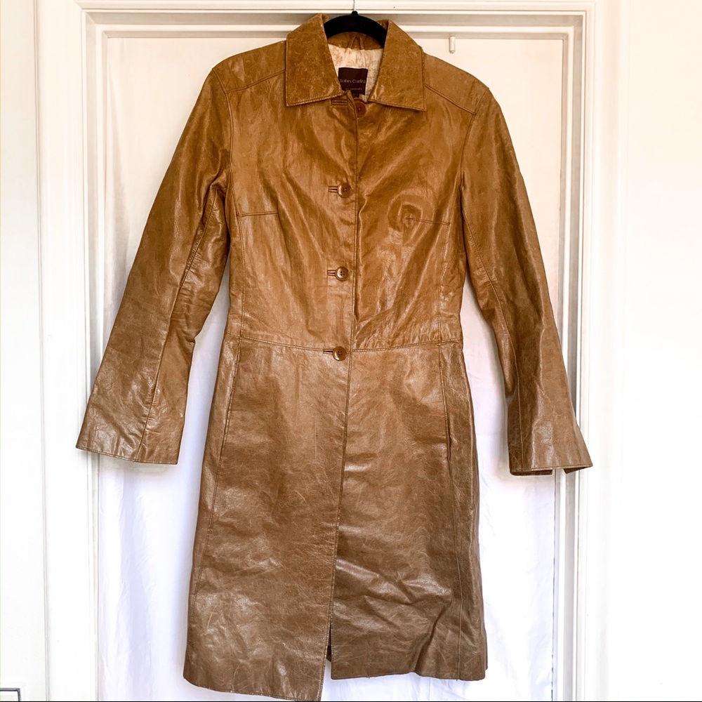 John Carlisle Brown Leather Coat